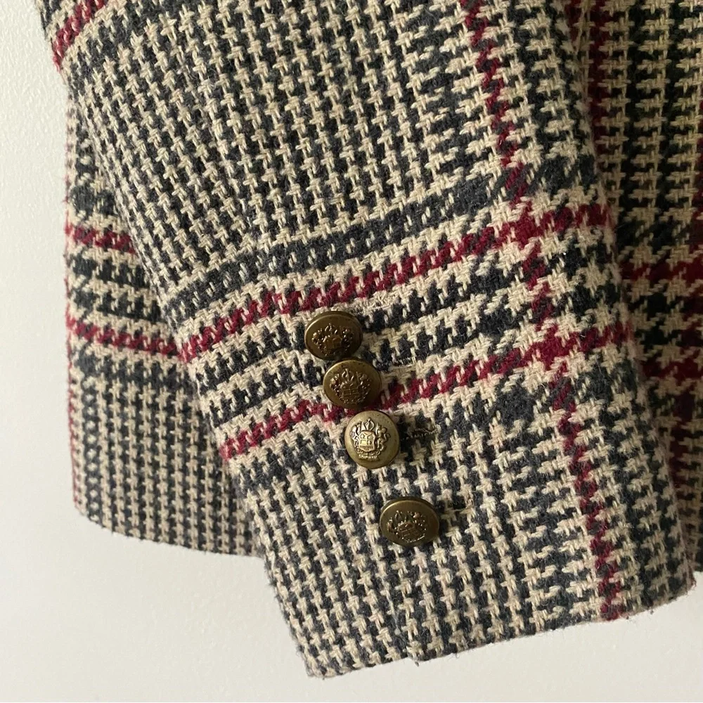 Jessica beige and dark grey plaid tailored wool blazer jacket size 10 womens - Picture 7 of 14